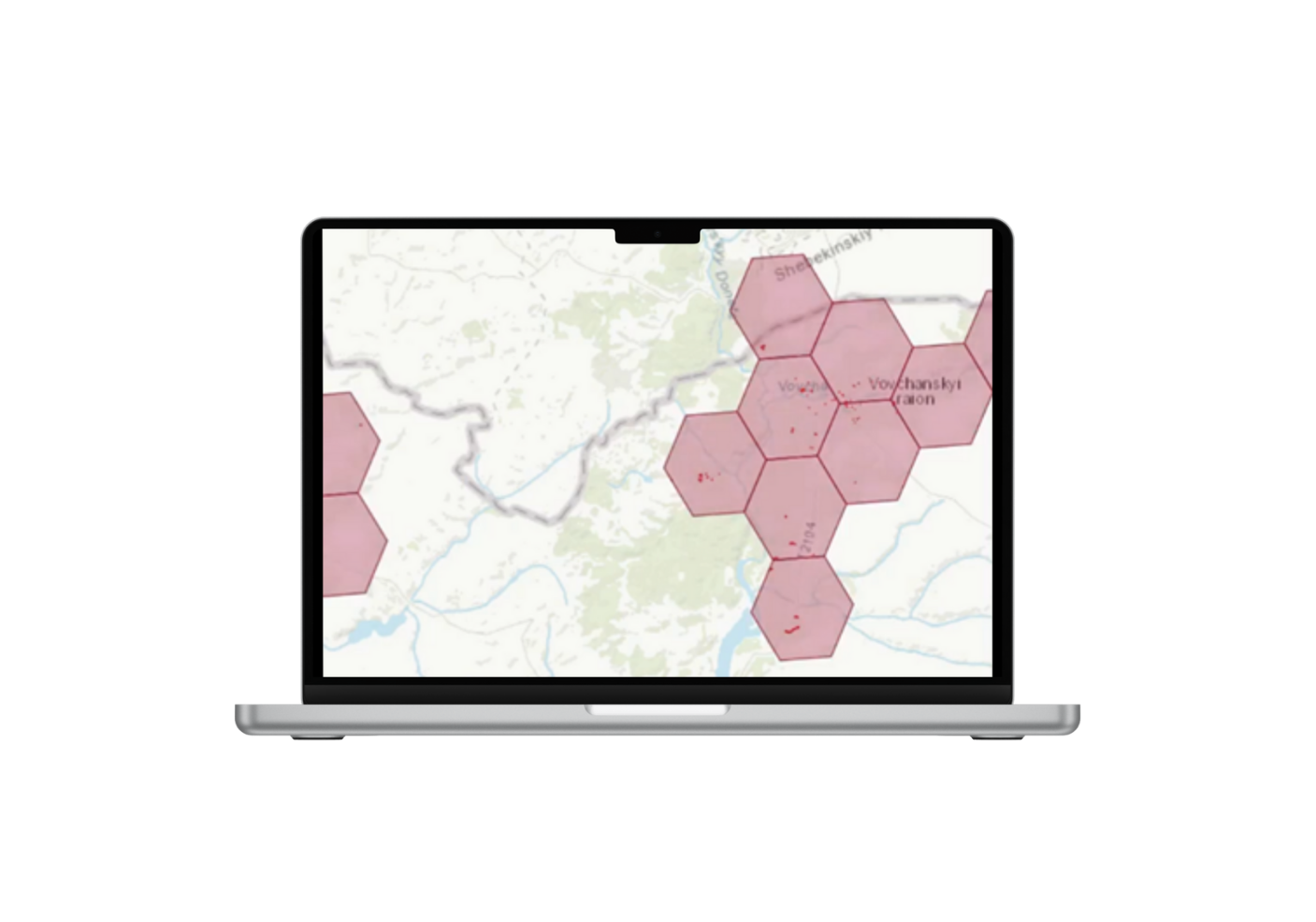 Laptop screen displaying AI-powered fire detection analysis on a global map